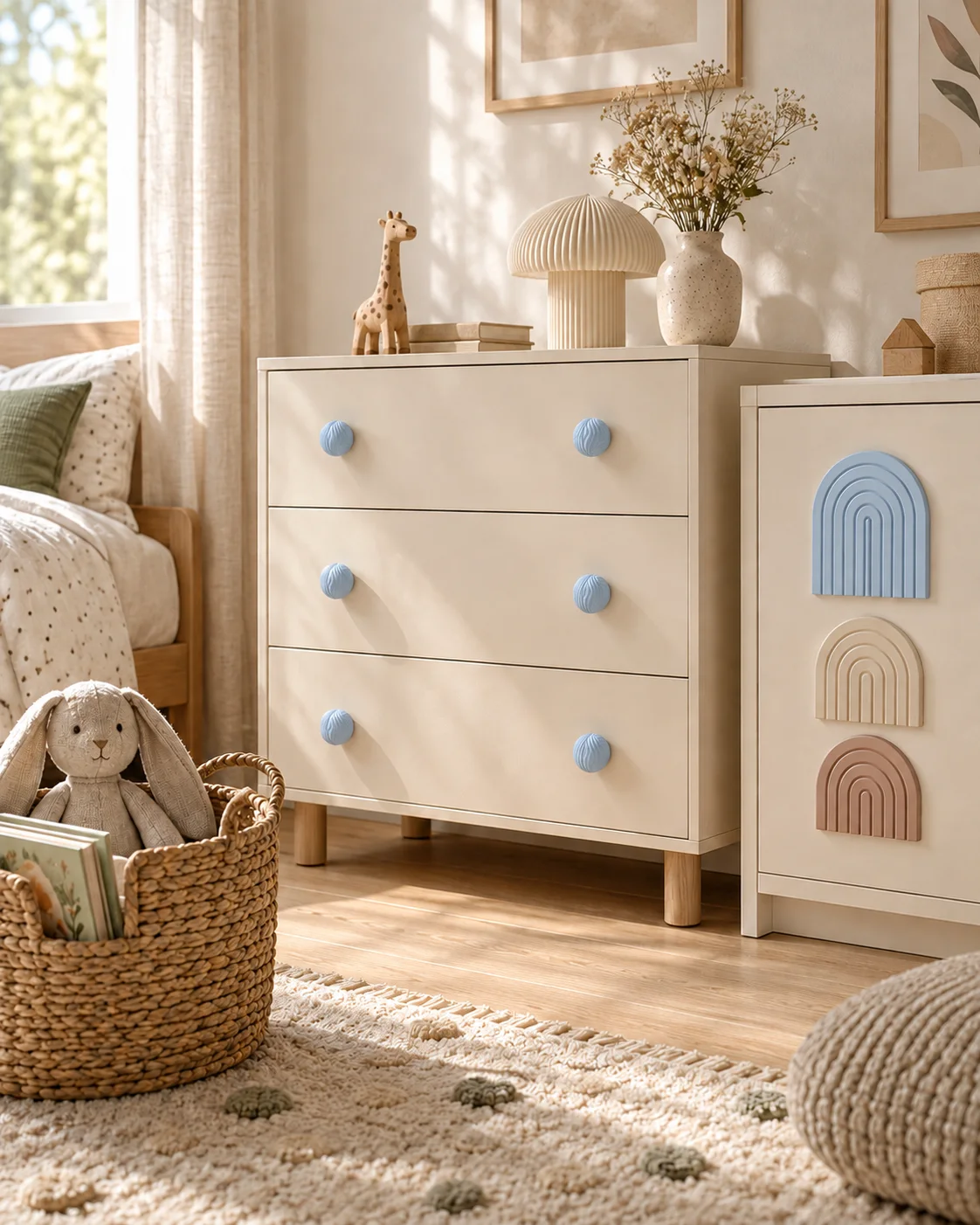 Kinderzimmer mit weichen GISA-Knäufen und kleinen Bögen